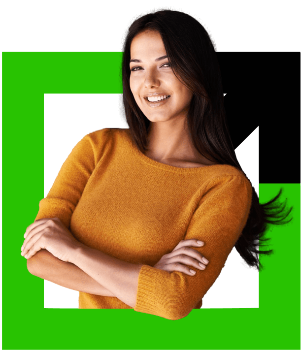 Girl with Advance Cash logo